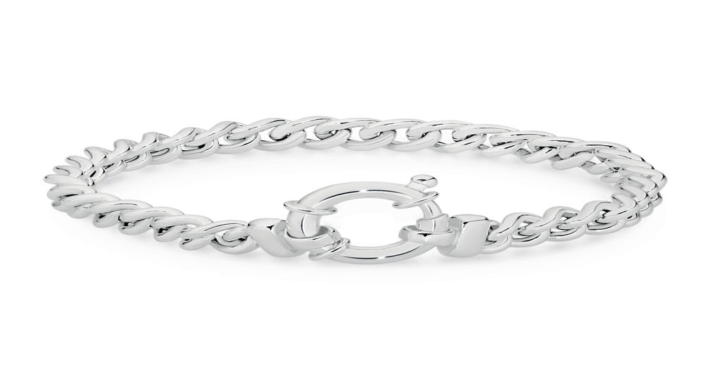 Silver 20cm Classic Open Curb Bolt Ring Bracelet Goldmark (AU)