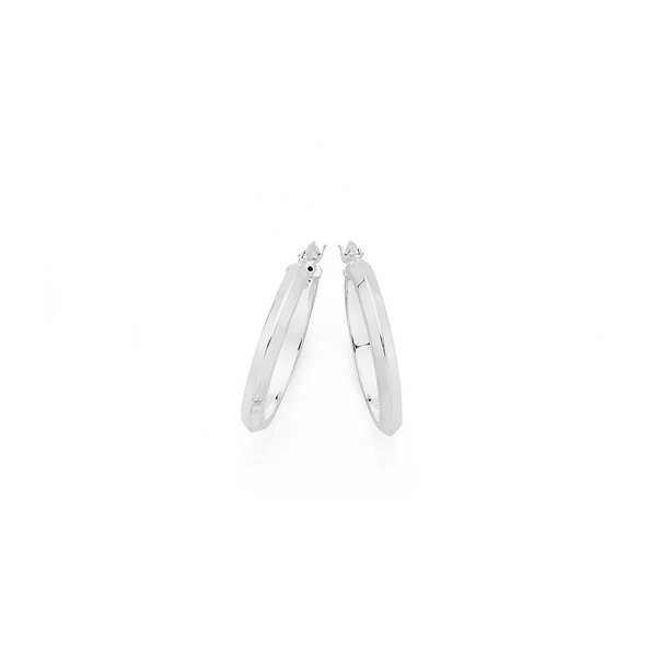 Silver 20mm Fine Bevel Hoop Earrings
