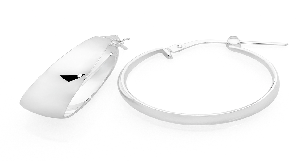 Silver 20mm Flat Creole Hoop Earrings Goldmark (AU)