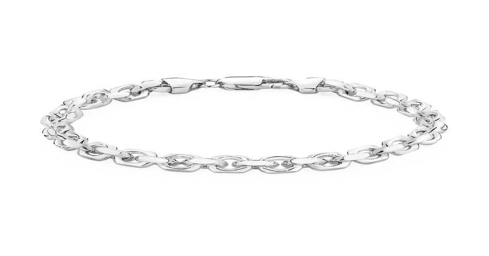 Silver 21cm Solid Bevelled Cable Bracelet Goldmark (AU)