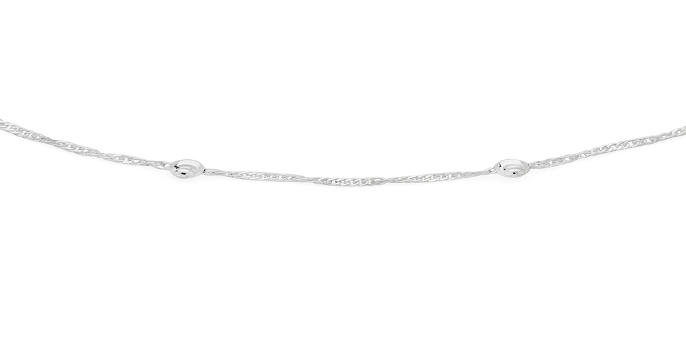 Silver 25cm Twist Ball & Twist Chain Anklet Goldmark (AU)