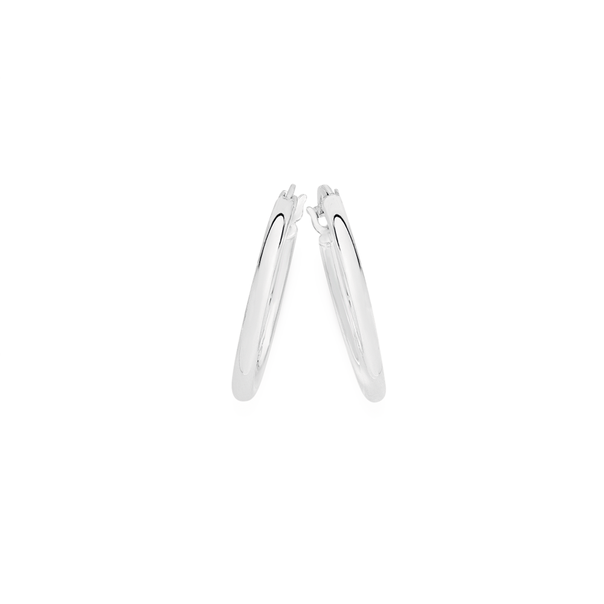 Silver 2X20mm Tube Hoop Earrings