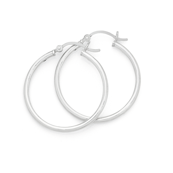 Silver 2x28mm Tube Hoop Earrings