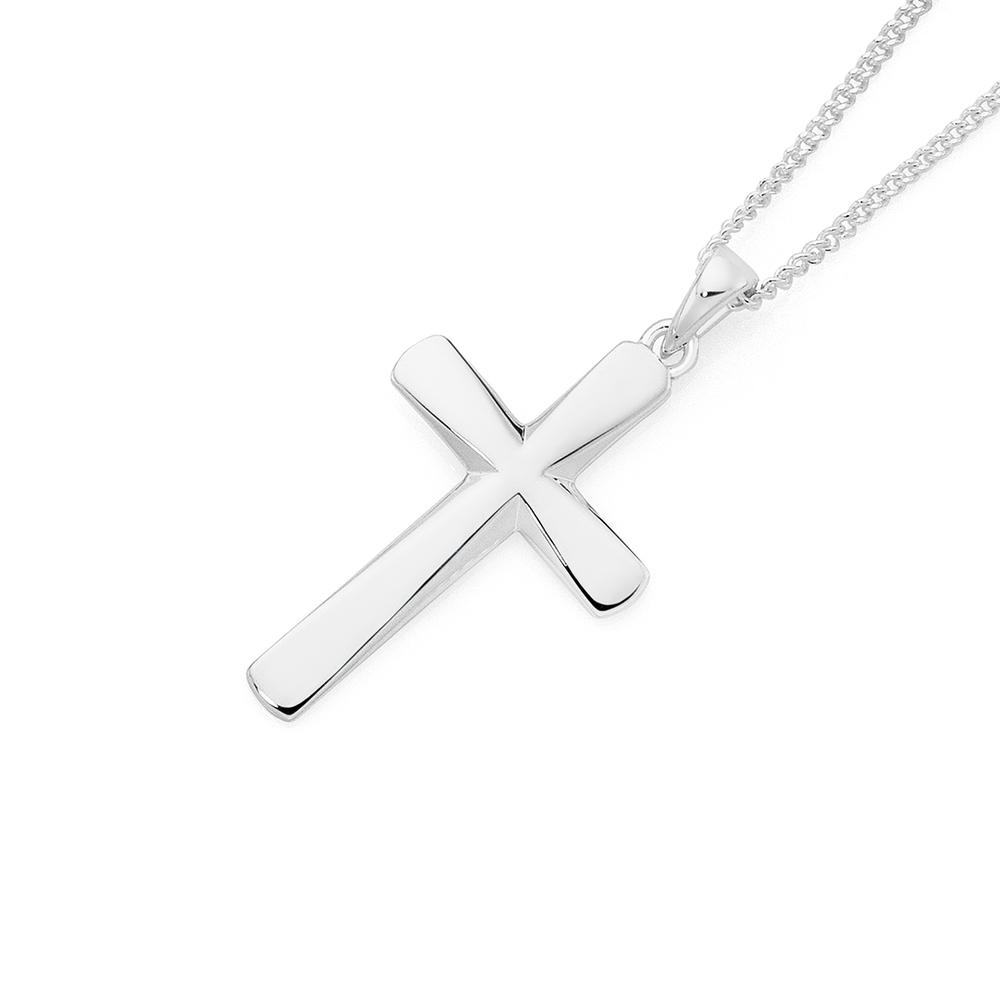 Silver 30mm Round End Plain Cross 