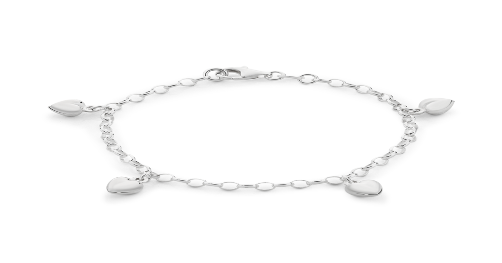 Silver 4 Heart Charm Bracelet Goldmark (AU)