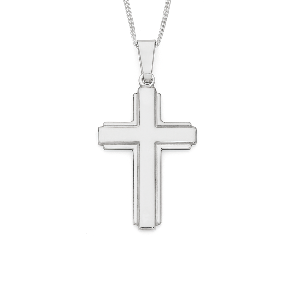 Green Brothers Collection Stainless Steel Two-Tone Brushed Cross Pendant w/  Chain 22