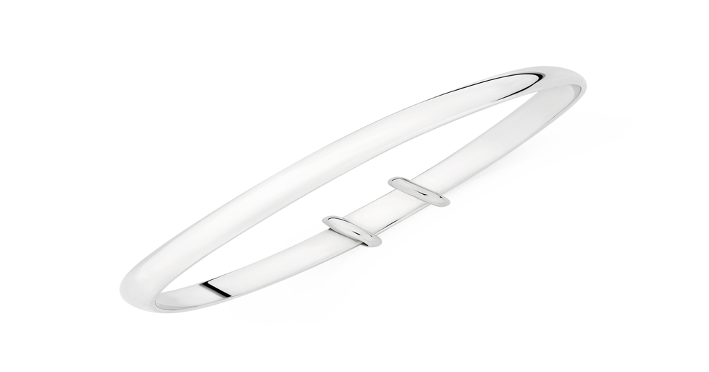 Silver 4x45mm Solid Half Round Polished Oval Expander Bangle | Goldmark ...
