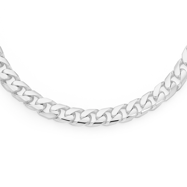 Silver 50cm Oval Solid Curb Chain