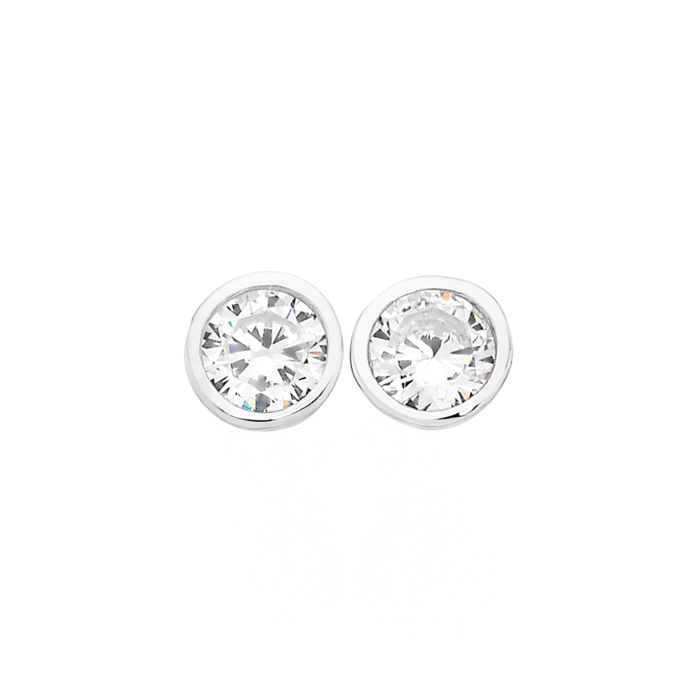 Bezel set cz shop earrings