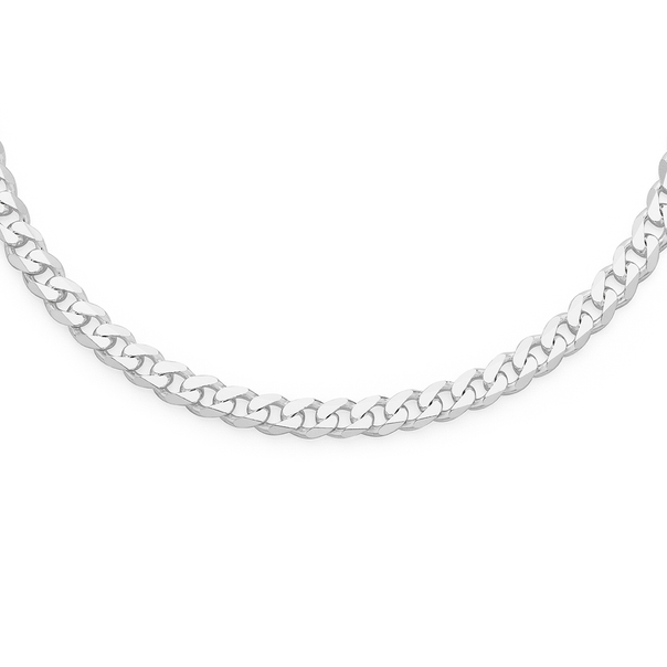 Silver 60cm Solid Bevelled Curb Chain