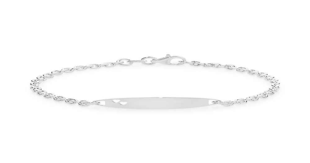 Silver Belcher Oval Double Heart Id Bracelet | Goldmark (AU)
