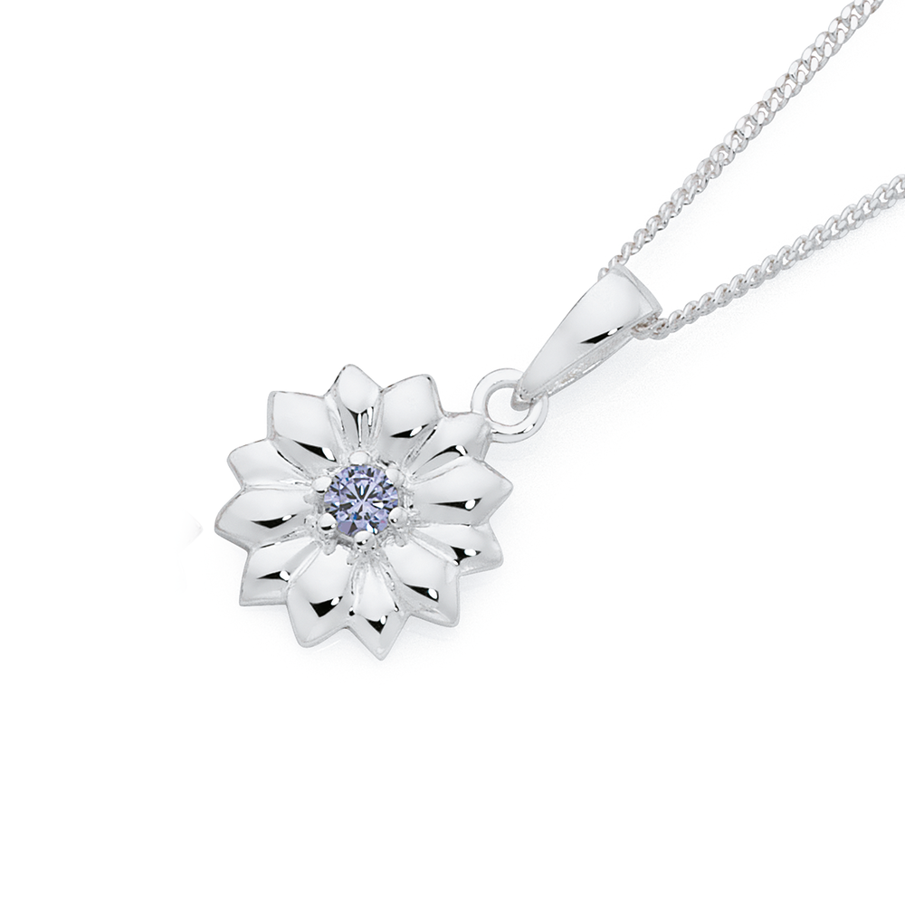 Silver Bloom Lavender Cubic Zirconia 