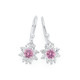 Silver Bloom Pink Cubic Zirconia Centre Flower Earrings