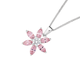 Silver Bloom Pink Cubic Zirconia Marquise Petals Flower Pendant