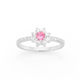 Silver Bloom Pink CZ Centre Flower Ring Size O