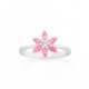 Silver Bloom Pink CZ Marquise Petals Flower Ring Size O