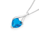 Silver Blue Cubic Zirconia Heart Wishbone Pendant