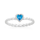 Silver Blue CZ Twist Heart Friendship Ring