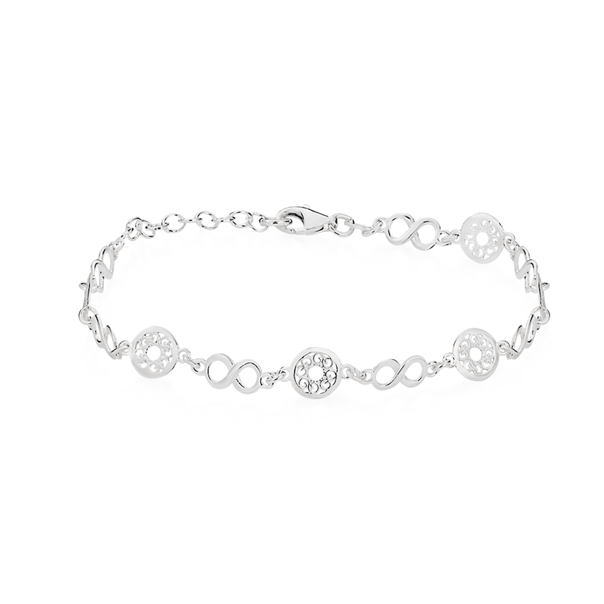 Silver Boho Filigree Circle & Infinity Bracelet