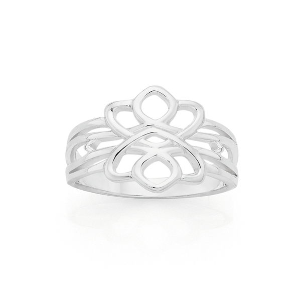Silver Boho Knot Ring Size Q