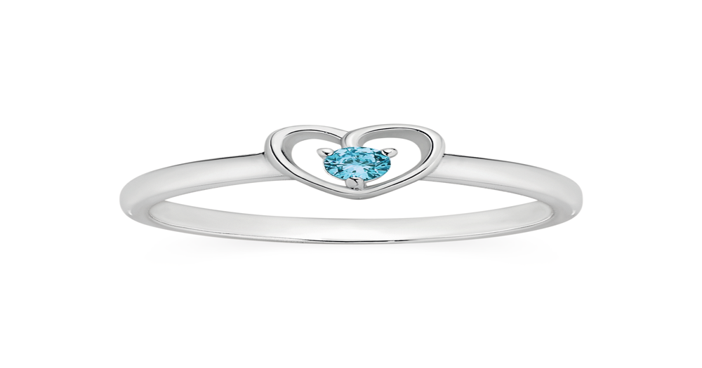 Silver Childs Light Blue Cz Heart Ring in Blue Goldmark (AU)