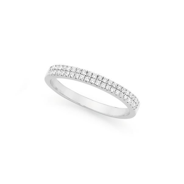 Silver Cubic Zirconia Double Row Friendship Ring