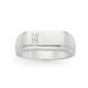 Silver Cubic Zirconia On Side Rectangle Signet Ring