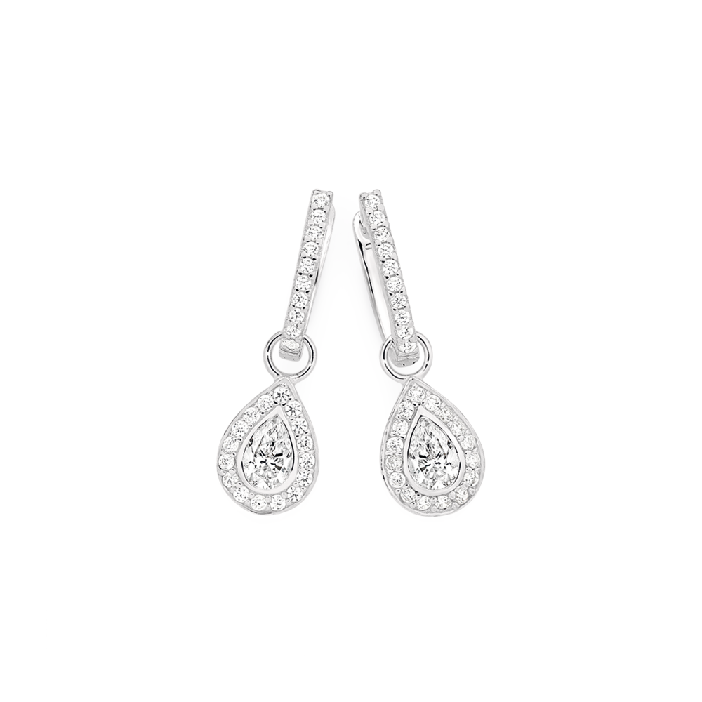 Gold cubic zirconia drop earrings discount