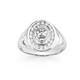 Silver Cubic Zirconia Surround Lion Head Oval Signet Ring