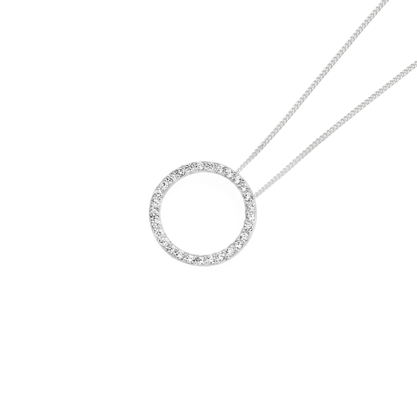Silver CZ 15mm Fine Circle Pendant