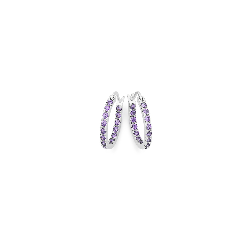 Silver Cz 15mm Inside Out Hoop Earrings in Purple Goldmark (AU)