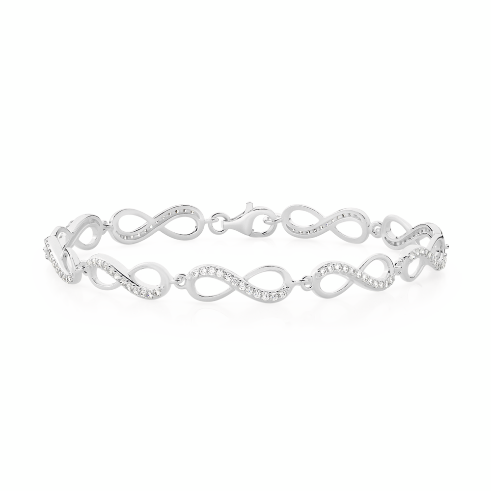 Silver Cz Infinity Friendship Bracelet in Clear | Goldmark (AU)