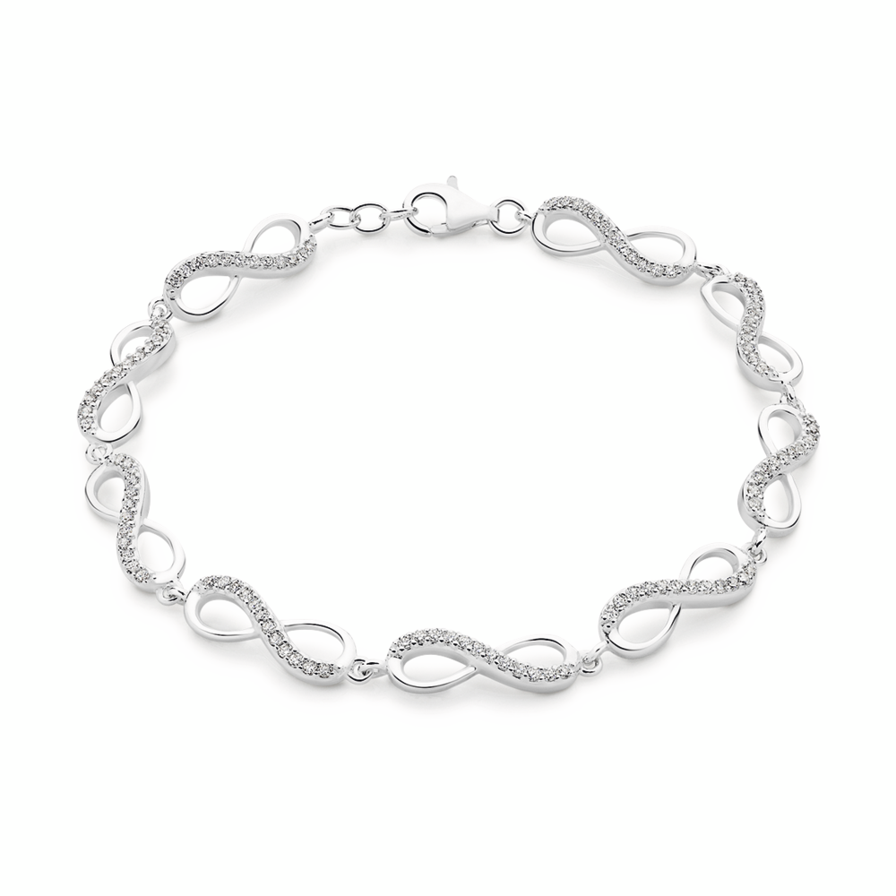 Silver Cz 19cm Infinity Link Bracelet in Clear | Goldmark (AU)