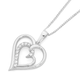 Silver CZ Angled Heart In Open Heart Pendant