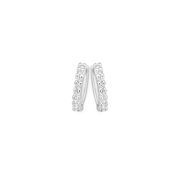 Silver CZ Claw Set Hoop Earrings