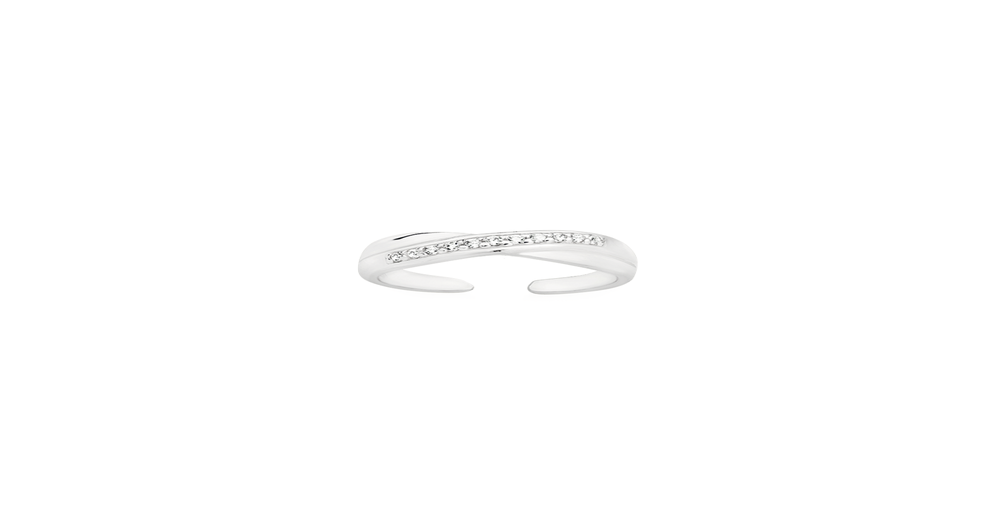 Silver Cz Crossover Toe Ring in White Goldmark (AU)