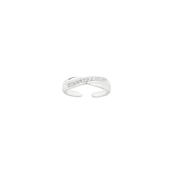 Silver CZ Crossover Toe Ring