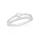 Silver CZ Double Line Heart Ring