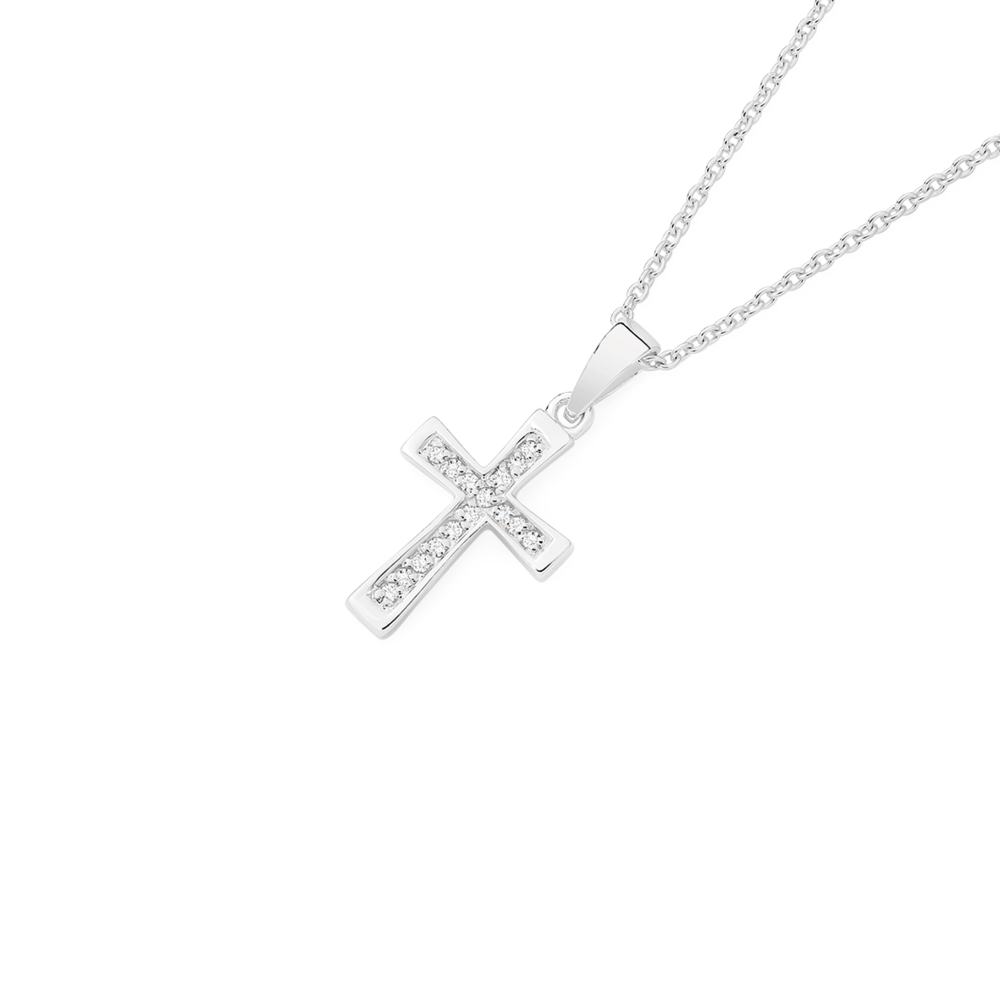 Silver Cz Cross Pendant in Clear | Goldmark (AU)