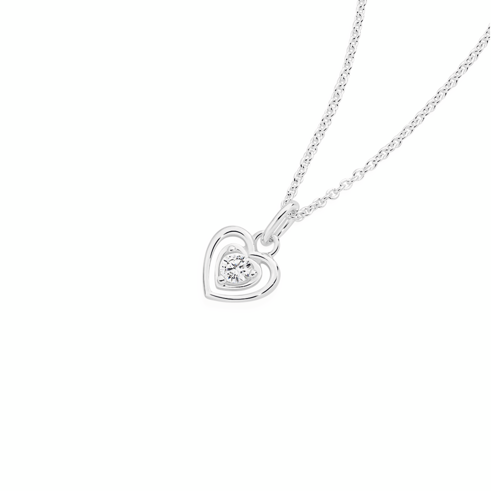 Silver Cz Heart Frame Pendant in Clear | Goldmark (AU)