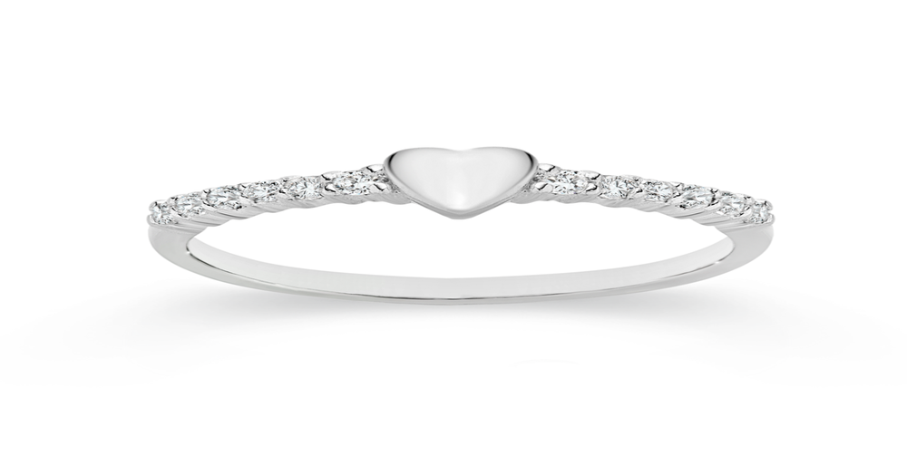 Silver Cz Heart Friendship Ring in White | Goldmark (AU)