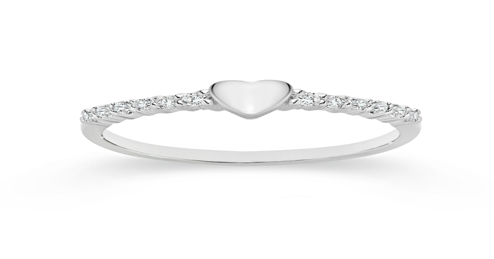 Silver Cz Heart Friendship Ring in White Goldmark (AU)