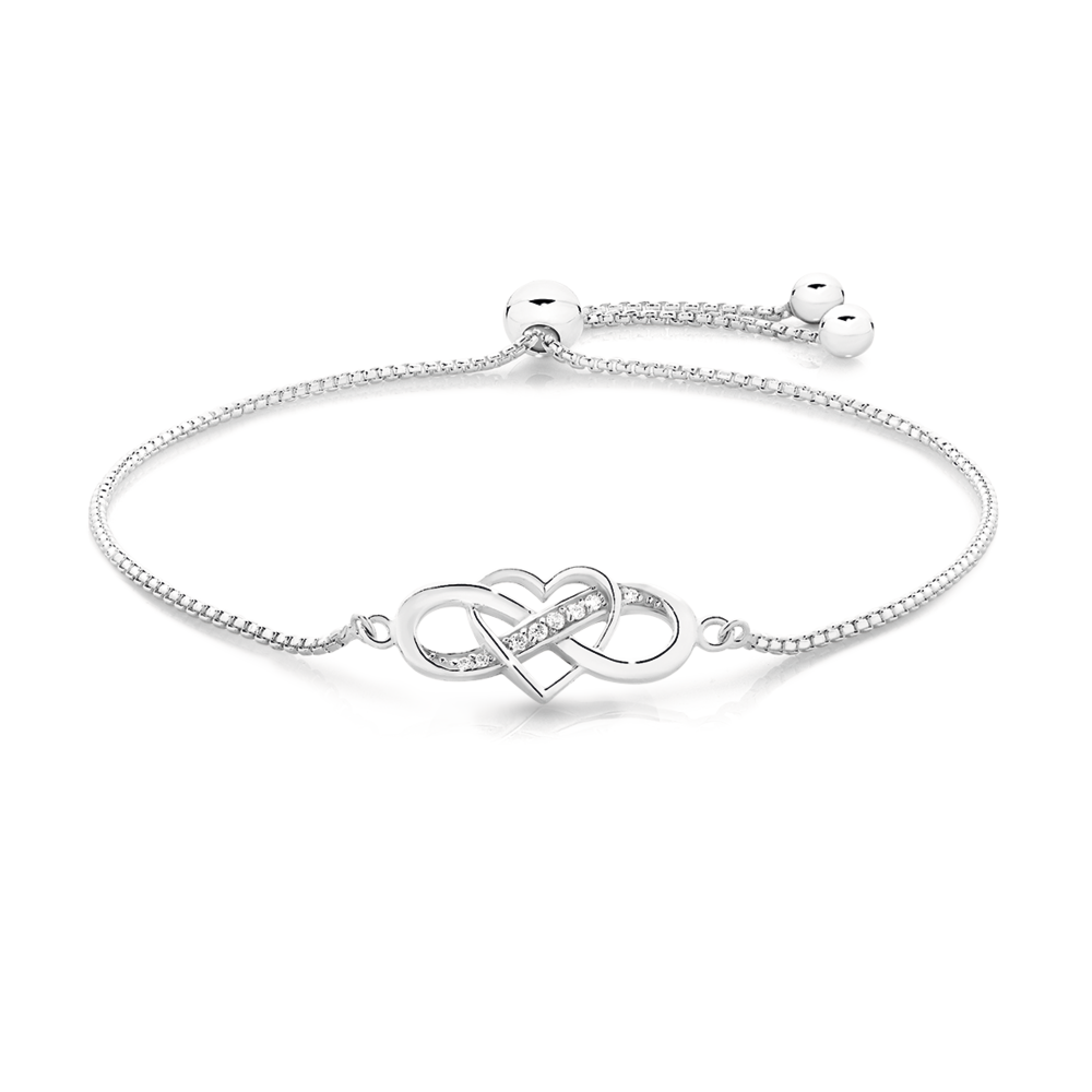 Silver Cz Infinity Friendship Bracelet in Clear | Goldmark (AU)