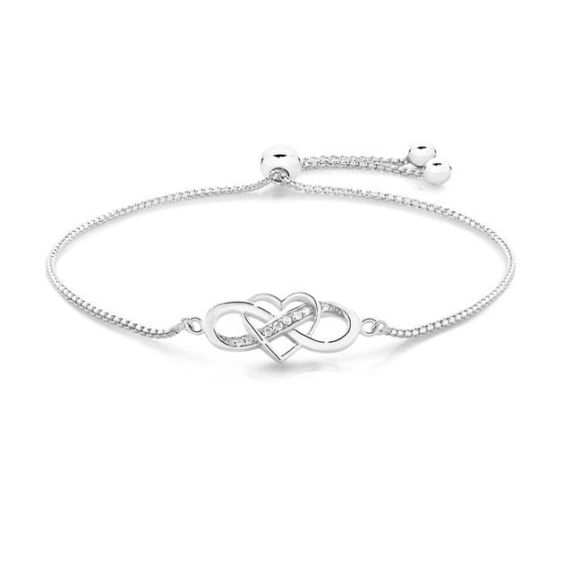 Silver Cz Infinity Heart Friendship Bracelet in Clear Goldmark