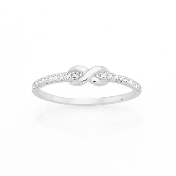 Silver CZ Infinity Stacker Ring