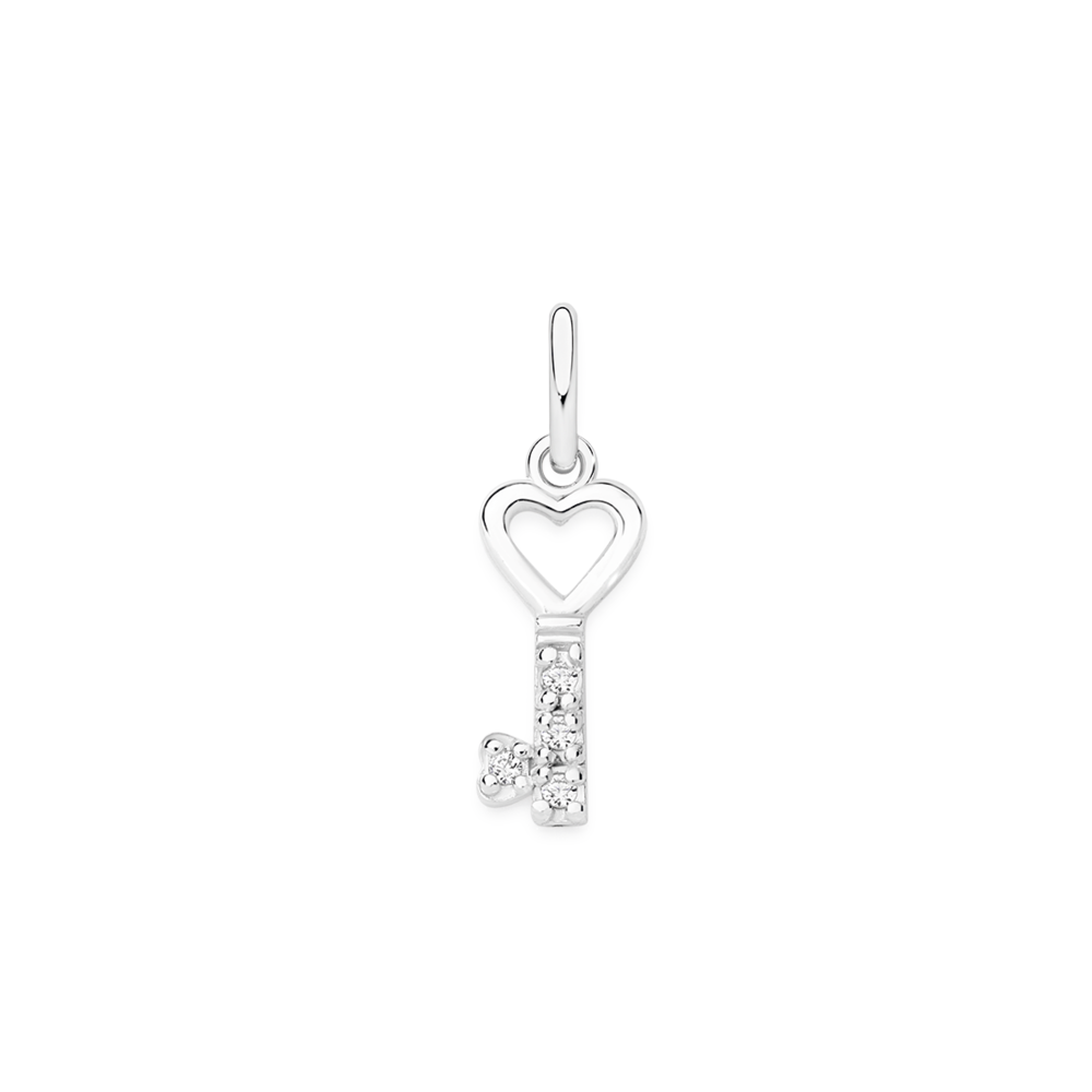Silver Cz Key Charm in Clear | Goldmark (AU)