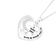 Silver CZ Moon & Star Love You To The Moon Heart Message Pendant
