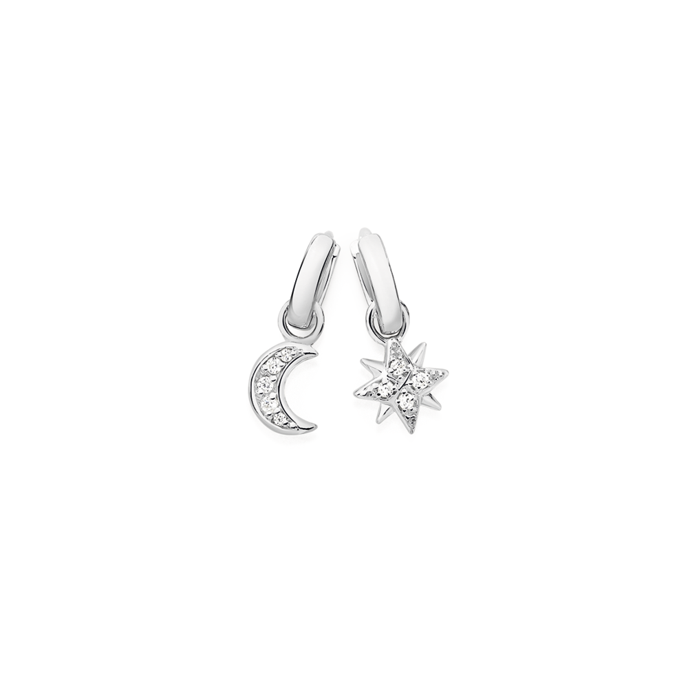 Star and moon mismatched earrings on sale