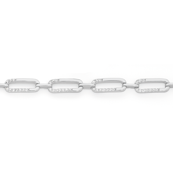 Silver CZ Retro Loop Bracelet