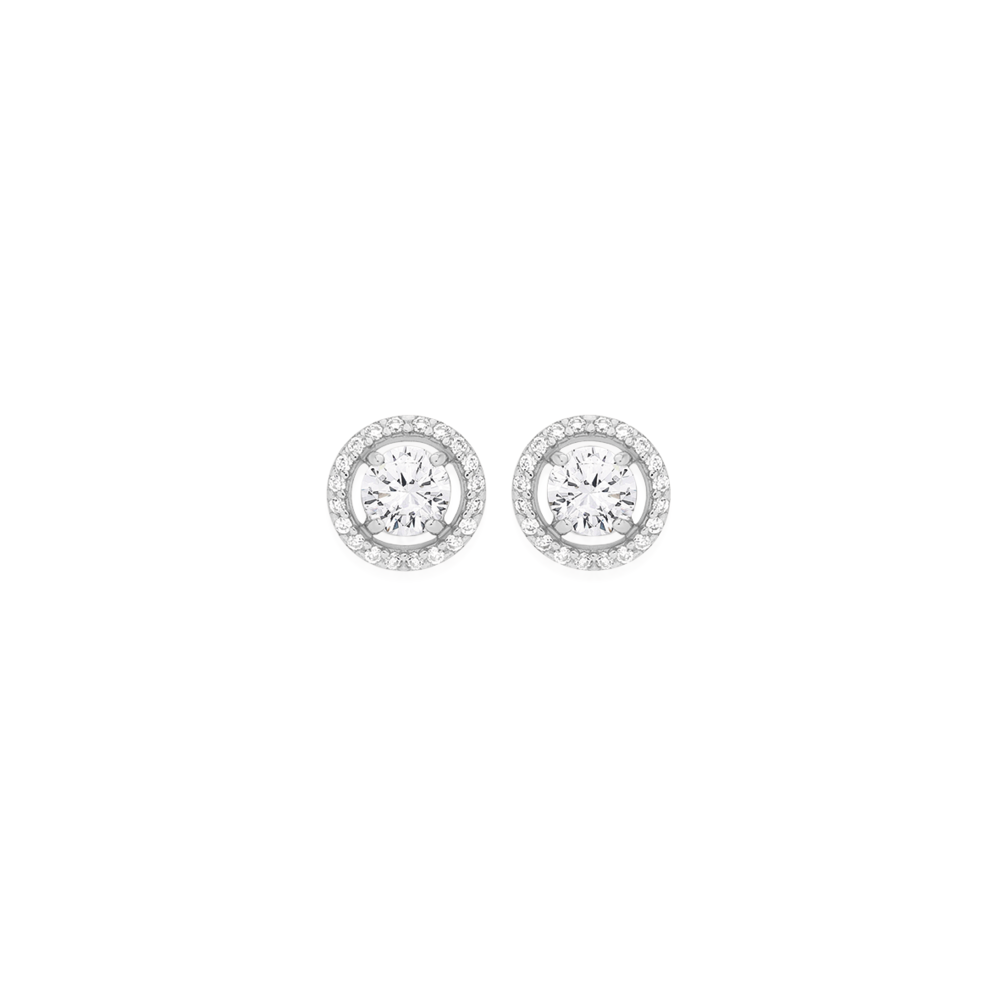 Margarita Halo Round Canary Yellow Diamond Look CZ Stud Earrings - Mystique  of Palm Beach